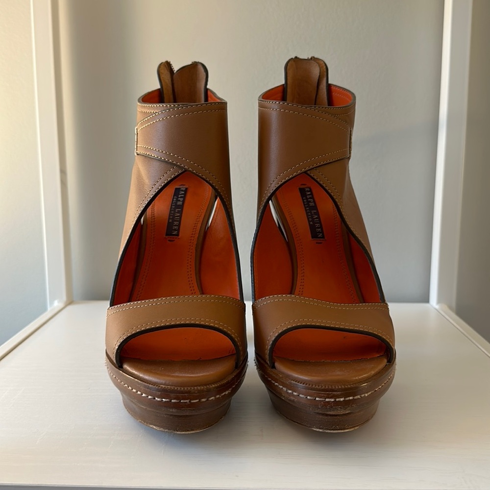 Brown Leather Women's Platform Sandals